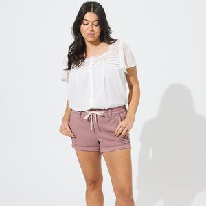 Torrid Chiffon Clip Dot Button-Front Blouse